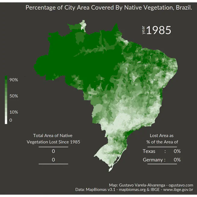 Map of deforestation in Brazil