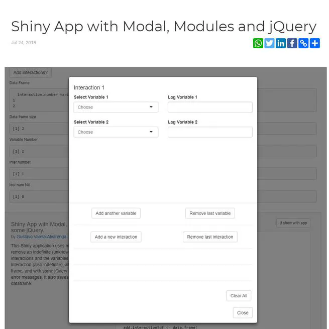 Shiny App with Modal, Modules and jQuery